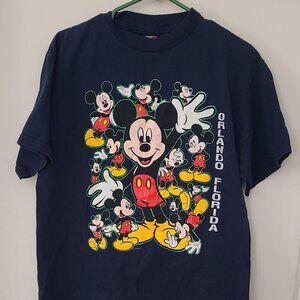 Vintage Mickey Mouse T Shirt Adult Large Blue Disney World Disneyland 90s USA